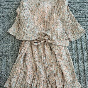 Judith March Floral Pleated Romper with Belt